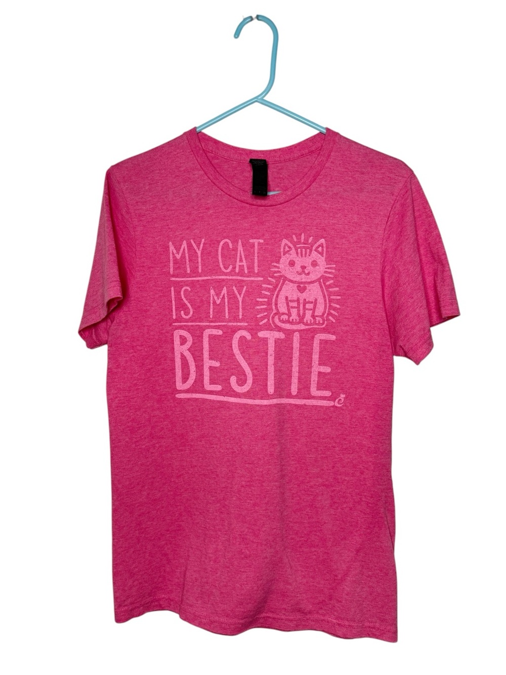 Gildan My Cat Is My Bestie Pink Tee Shirt Size S